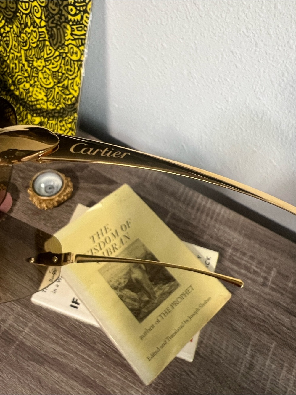Cartier Panthere Gold Rimless Sunglasses with Brown Lenses - Picture 1 of 10